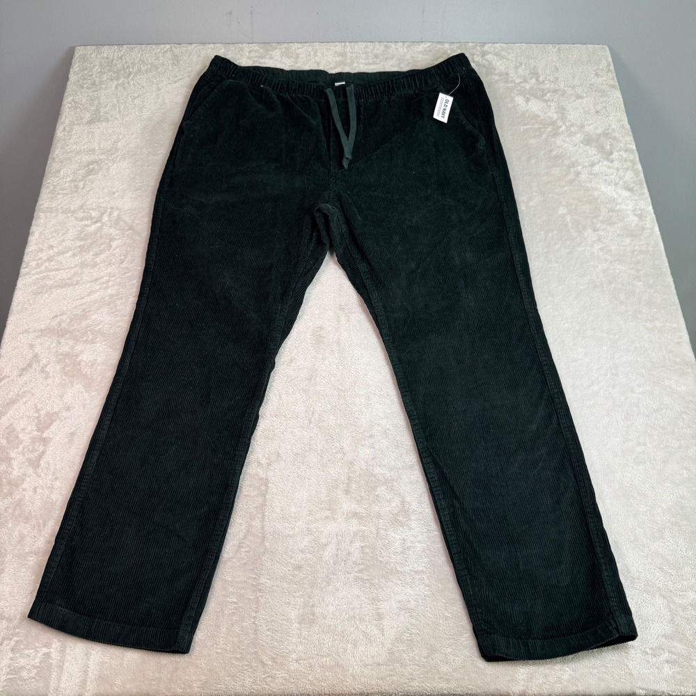 NWT Old Navy Men XXL Forest Green Straight Corduroy Pants Drawstring